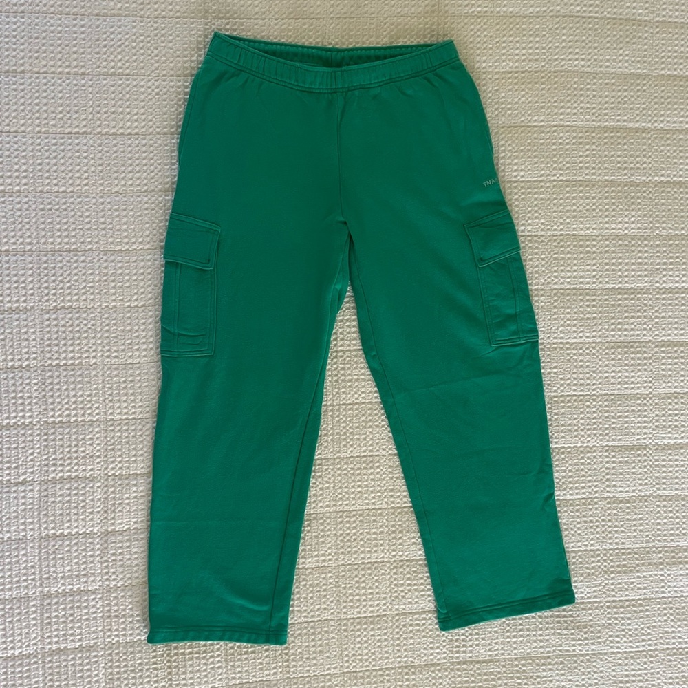 Aritzia TNA Green Terry Fleece Mega Cargo Sweatpants